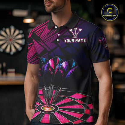 Personalized Pink Dart Shirt for Men Team Dart Jersey Dartboard Shirt Polo & Quarter-Zip DHT12