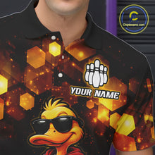 Load image into Gallery viewer, Custom Black &amp; Gold Funny Duck Bowling Shirt for Men Bowling Jersey League for Couples QZT872