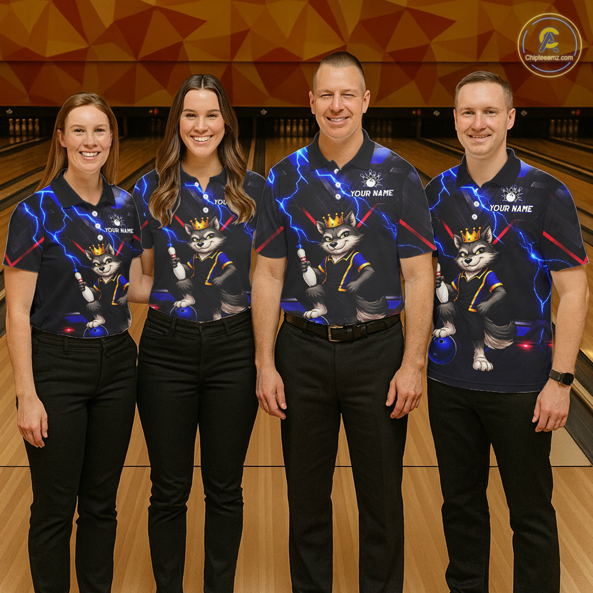 Custom Funny King Wolf Bowling Shirt for Men Crown Bowling Jersey Thunder Bowling Shirt Polo & Quarter-Zip QZT962