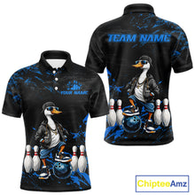 Load image into Gallery viewer, Personalized Blue Funny Goose Bowling Team Shirt for Men Bowling League Jersey Polo &amp; 1/4-Zip QZT877