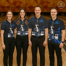 Load image into Gallery viewer, Personalized Blue Funny Goose Bowling Team Shirt for Men Bowling League Jersey Polo &amp; 1/4-Zip QZT877