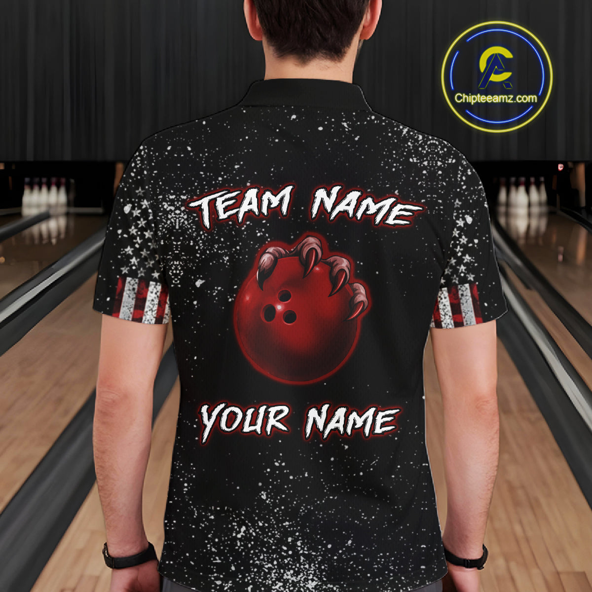 Custom American Flag Bowling Shirt Tiger Bowling Jersey League Polo & 1/4 Zip Bowling for Men QZT835