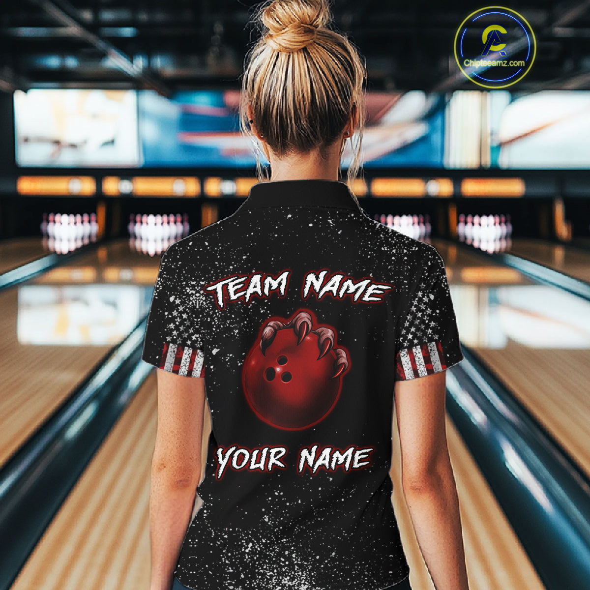 Custom American Flag Bowling Shirt Tiger Bowling Jersey League Polo & 1/4 Zip Bowling for Women QZT835