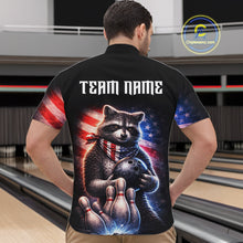 Load image into Gallery viewer, Custom American Flag Raccoon Bowling Shirt Bowling Jersey for Men Patriotic Bowling Polo &amp; 1/4-Zip QZT974