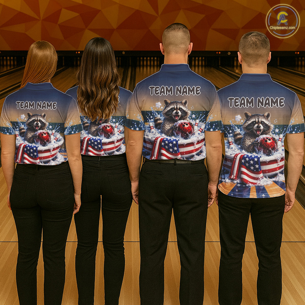 Funny Raccoon Bowling Shirt for Men Custom Patriotic Bowling Jersey US Flag Bowling Outfit QZT976