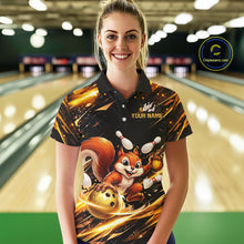 Load image into Gallery viewer, Back &amp; Gold Squirrel Bowling Team Shirt for Women Custom Funny Bowling Jersey Polo &amp; 1/4-Zip QZT980