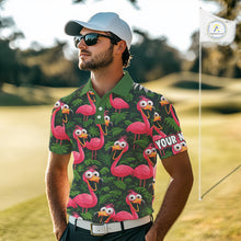 Load image into Gallery viewer, Tropical Flamingo Pattern Mens Golf Polo Shirts Custom Funny Team Golf Tops For Men, Golf Gifts NHN0162
