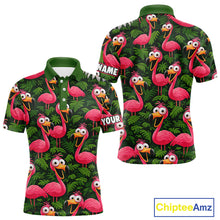 Load image into Gallery viewer, Tropical Flamingo Pattern Mens Golf Polo Shirts Custom Funny Team Golf Tops For Men, Golf Gifts NHN0162