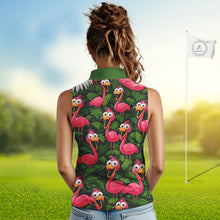 Load image into Gallery viewer, Tropical Flamingo Pattern Womens Sleeveless Golf Polo Shirts Custom Funny Team Ladies Golf Tops NHN0162