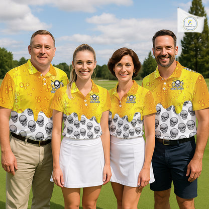 Beer Skull Mens Golf Polo Shirt Custom Name Funny Team Golf Tops For Men, Golfer Gifts NHN0166