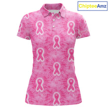 Load image into Gallery viewer, Pink Breast Cancer Golf Shirt Custom Name Tie Dye Women Golf Polo Shirt Personalized Golf Gifts NHN0188