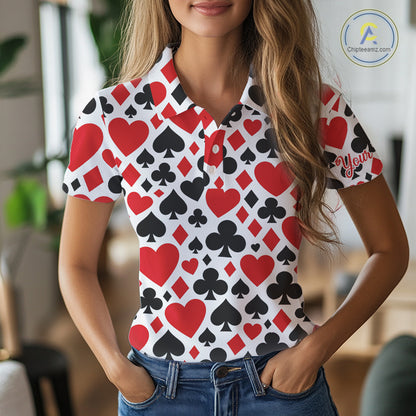 Poker Womens Golf Polo Shirt Custom Name Funny Golf Top For Team, Golfer Gift For Ladies NHN0189