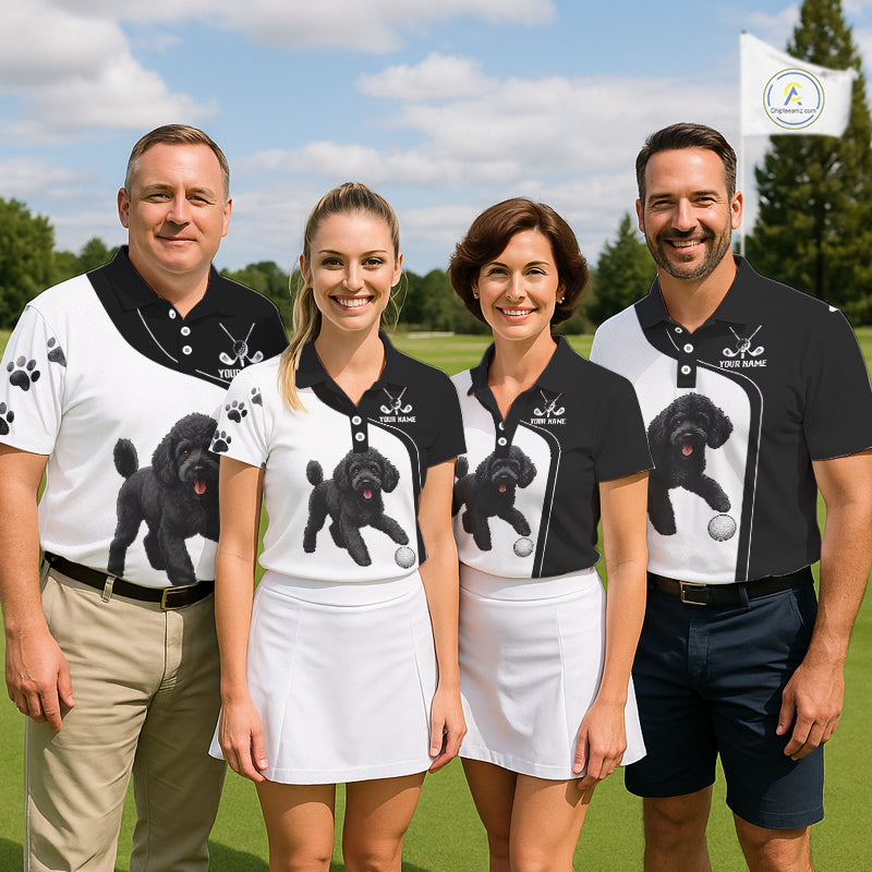 Funny Mens Golf Polo Shirt Black & White Pattern Golf Team Shirt Custom Golf Clubs, Dog Lover Gift NHN0066