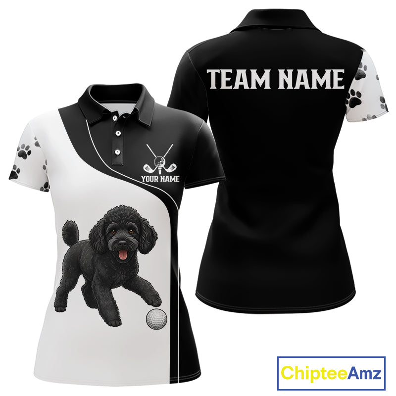 Funny Husky Black And White Pattern Custom White Golf Ball Womens Golf Polo Shirts, Dog Lover Gift NHN0066