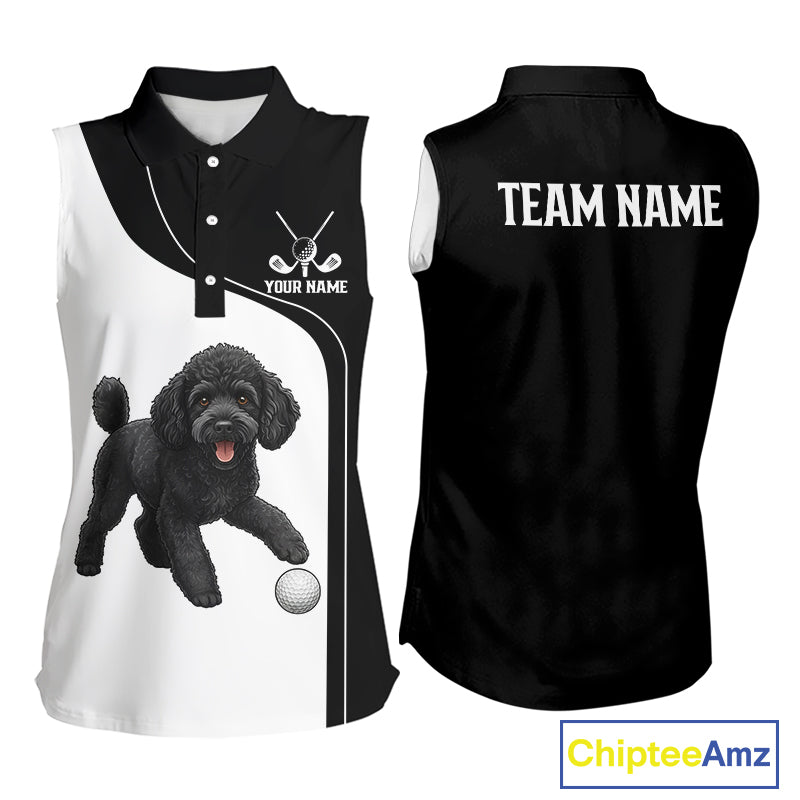 Womens Sleeveless Golf Polo Shirt Custom Funny Husky Black And White Team Ladies Golf Tops, Golf Gifts NHN0066