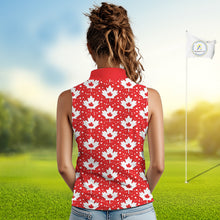 Load image into Gallery viewer, Red Maple Leaves Pattern Canadian Sleeveless Womens Golf Polo Shirts Custom Patriotic Golf Shirts For Men NHN0207