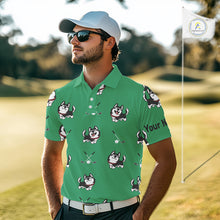 Load image into Gallery viewer, Mens Golf Polo Shirt Custom Funny Husky Green Pattern Team Men Golf Tops, Dog Lover Gift NHN0065