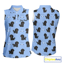 Load image into Gallery viewer, Womens Sleeveless Golf Polo Shirt Custom Funny Poodle Pattern Team Ladies Golf Tops, Dog Lover Gift NHN0208