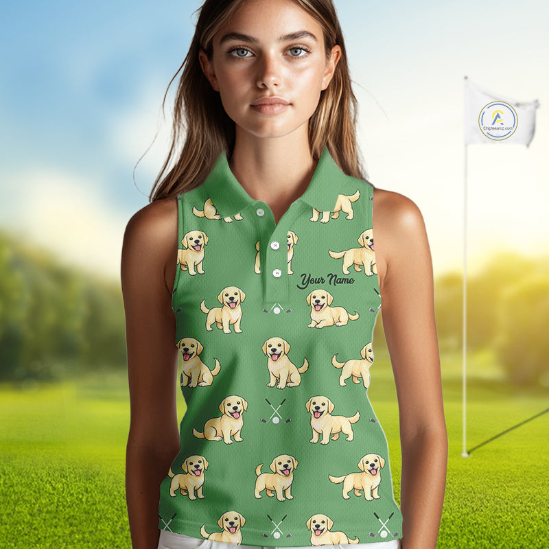 Womens Sleeveless Golf Polo Shirt Custom Funny Labrador Retriever Team Ladies Golf Top, Dog Lover Gift NHN0215