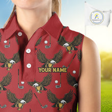 Load image into Gallery viewer, Golf Polo Shirts, Eagle Womens Sleeveless Golf Polo Shirt Custom Red Golf Shirts For Ladies, Golf Gifts NHN0091