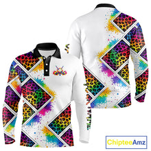 Load image into Gallery viewer, Long Sleeve Golf Polo Shirt Colorful Rainbow Leopard Print Pattern Custom Golf Ball Team Golf Tops NHN0227