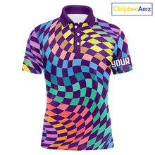 Load image into Gallery viewer, Mens Golf Polo Shirt Custom Checkerboard Argyle Pattern Golf Shirts For Men, Golf Gifts NHN0123