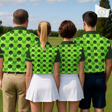 Load image into Gallery viewer, Plaid Womens Golf Polo Shirt Custom Abstract Green Hexagon Pattern Golf Shirts For Ladies NHN0156