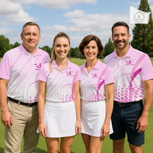 Load image into Gallery viewer, Pink White Womens Golf Polo Shirts Custom Name Golf Shirts For Women Personalized Golf Gifts  NHN0015