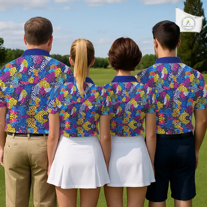 Colorful Paisley Pattern Mens Golf Polo Shirts Custom Tropical Golf Attire For Team NHN0147