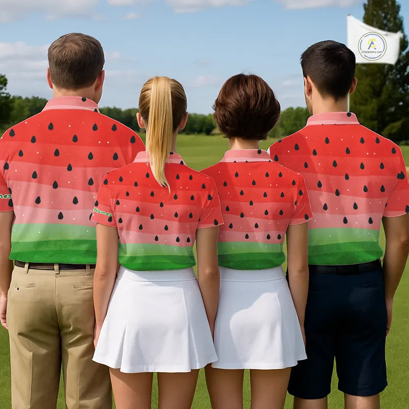 Watermelon Polo Shirt For Women Men, Heartbeat Couple Matching Golf Polo Shirt Custom Valentines Outfit NHN0148