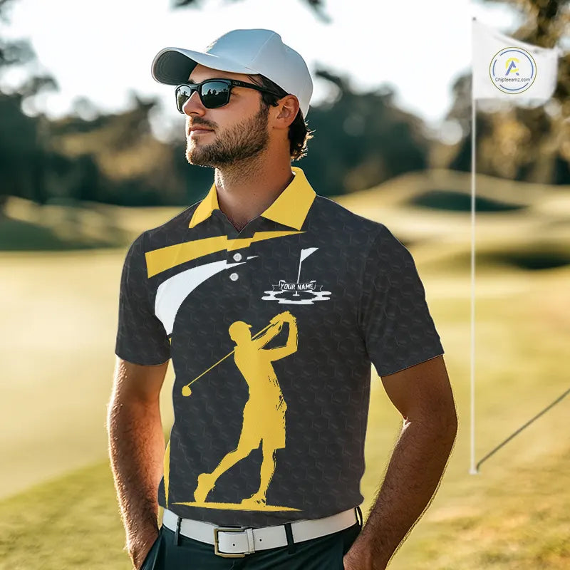 Black And Yellow Golf Ball Mens Golf Polo Shirts Custom Golf Outfits Men Golf Gifts For Men NHN0042