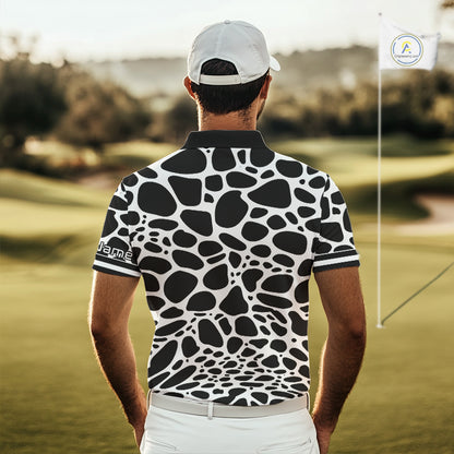 Mens Golf Polo Shirt Custom White Animal Mix Leopard Skin Prints Pattern Team Golf Tops, Golf Gift NHN0230
