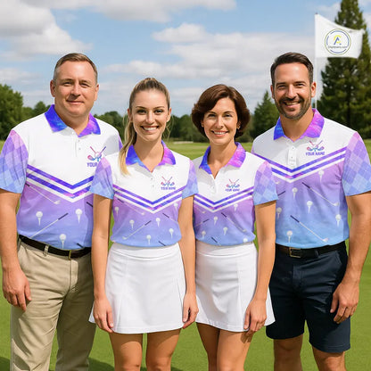 Argyle Mens Golf Polo Shirt Custom Pink & Purple Plaid Golf Clubs Pattern Team Golf Top, Golf Gifts NHN0116