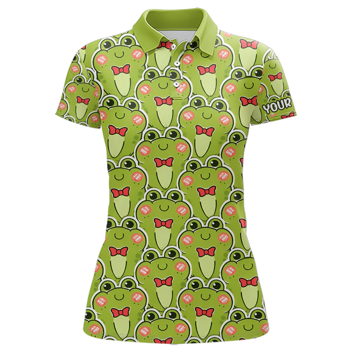 Funny Green Frog Pattern Womens Golf Polo Shirts Custom Golf Attire For Ladies, Golfer Gift NHN0146