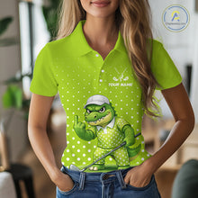 Load image into Gallery viewer, Funny Alligator Golf Polo Shirt For Women Custom Name Green Ladies Golf Apparel Funny Golf Gifts NHN0104