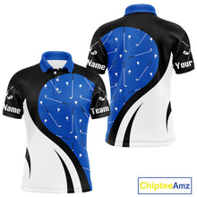 Load image into Gallery viewer, Blue And White Mens Golf Polo Shirt Custom Black Golf Shirts For Men, Golf Gifts Apparel NHN0109