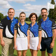 Load image into Gallery viewer, Blue And White Mens Golf Polo Shirt Custom Black Golf Shirts For Men, Golf Gifts Apparel NHN0109