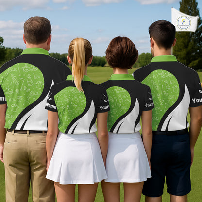 Green And White Mens Golf Polo Shirt Custom Black Golf Shirts For Men, Golf Gifts Apparel NHN0110