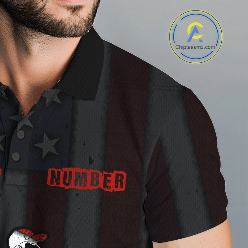 Mens Disc Golf Polo Shirt Custom Name Vintage American Flag Disc Golf Basket Patriotic Golf Shirts  NHN0029