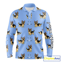 Load image into Gallery viewer, Long Sleeve Golf Polo Shirt Custom Funny German Shepherd Team Mens Golf Tops, Dog Lover Gift NHN0213