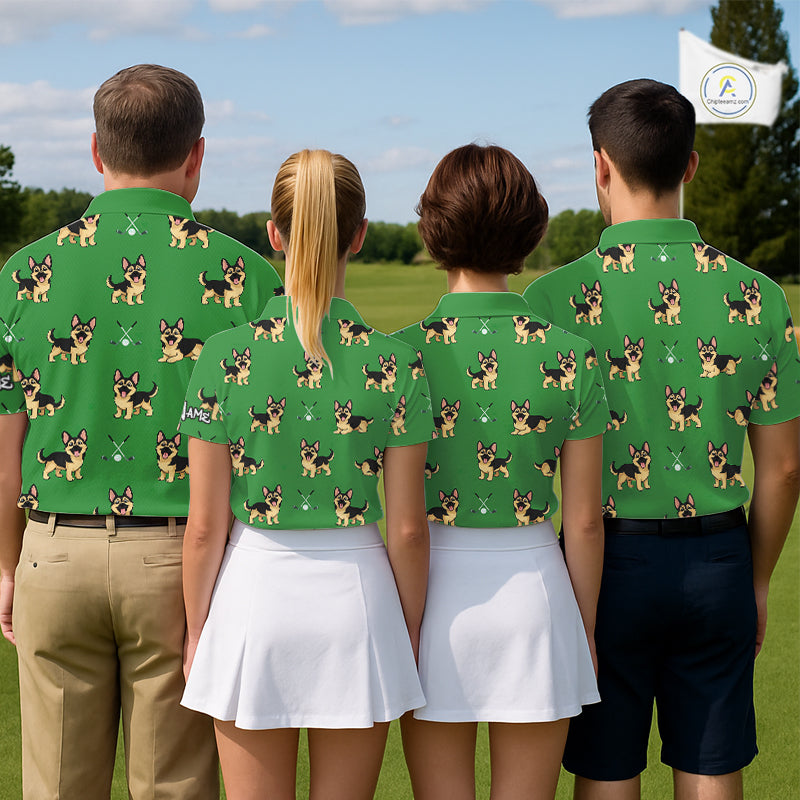 Funny German Shepherd Womens Golf Polo Shirt Custom Green Team Ladies Golf Tops, Dog Lover Gift NHN0213