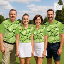 Load image into Gallery viewer, Green And White Mens Golf Polo Shirts Custom Green Camo Golf Tops For Men, Personalized Golf Gifts NHN0111