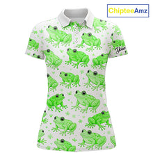 Load image into Gallery viewer, Funny Green Frog Pattern Womens Golf Polo Shirts Custom Golf Attire For Ladies , Golfer Gifts NHN0134