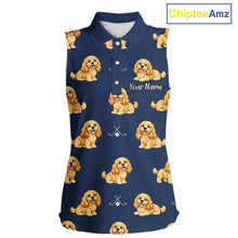Load image into Gallery viewer, Womens Sleeveless Golf Polo Shirt Custom Funny Cocker Spaniel Team Ladies Golf Tops, Dog Lover Gift NHN0210