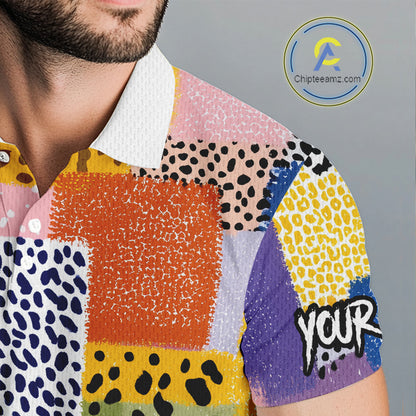 Funny Plaid Mens Golf Polo Shirt Custom Colorful Leopard Square Pattern Team Golf Tops, Golf Gifts NHN0218
