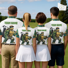 Load image into Gallery viewer, Funny Womens Golf Polo Shirt Custom Green Tropical Leaf Pattern Personalized Turtle Golf Shirts For Women NHN0003