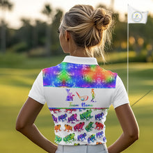Load image into Gallery viewer, Funny Tie Dye Frog Pattern Womens Golf Polo Shirts Custom Watercolor Golf Attire For Ladie, Golf Gifts NHN0135