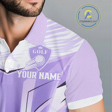 Load image into Gallery viewer, Mens Golf Polo Shirt Purple Geometric Pattern Custom Team Golf Tops For Men, Golf Gifts NHN0199