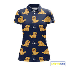 Load image into Gallery viewer, Funny Golden Retriever Womens Golf Polo Shirt Custom Blue Team Ladies Golf Tops, Dog Lover Gift Nhn0214