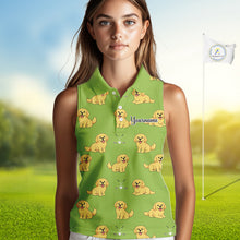 Load image into Gallery viewer, Womens Sleeveless Golf Polo Shirt Custom Funny Golden Retriever Team Ladies Golf Tops, Dog Lover Gift NHN0214